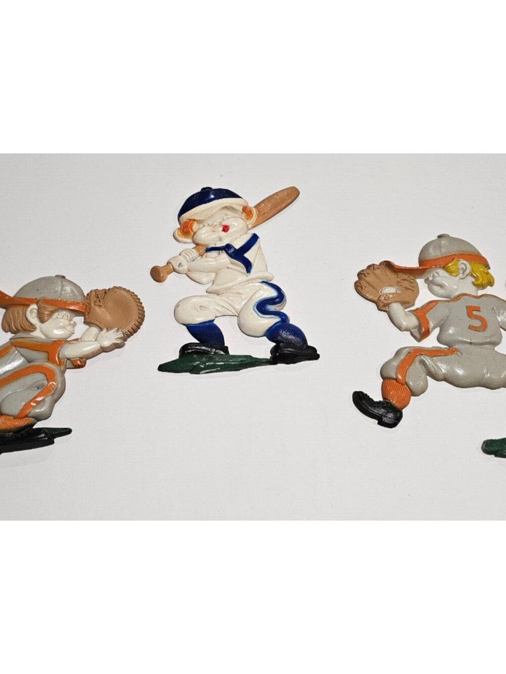 Vintage Sexton Diecast Metal 1976 Baseball Players Wall Hanging Decor set of 3